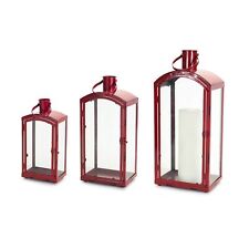 Melrose Rustic Red Curved Top Lantern (Set of 3) picture