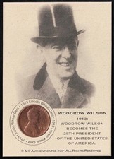 WOODROW WILSON - 1913 Original Lincoln WHEAT Coin Card - 28th US PRESIDENT picture