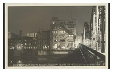 Elmira New York 1917 Lake Street Bridge Night Standard Postcard picture