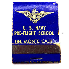 c1940s WWII US Navy Pre-Flight School Del Monte CA Matchbook Cover Pilot Dilbert picture