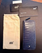 Genuine Montblanc Sartorial Leather 2 Pen Pencil Case Bag Pouch Sleeve Zipper picture