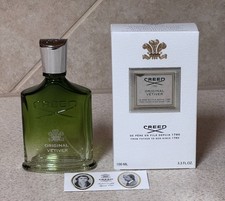 CREED ORIGINAL VETIVER 100ml ~ 3.3 FL OZ EMPTY Spray Bottle w/Box and One Card picture