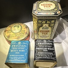 Vintage Decorative Tin Lot of 4-Thomas Martin China Tea, Twinings, Daher Powder picture