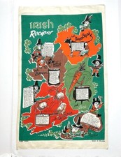 Vtg New Patrick Carroll IRISH RECIPES Graphic Art Linen Handprint TEA TOWEL picture