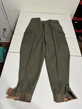 Vintage World War 2 Pants Olive Green Sweedish Military Wool Cargo Tactical picture
