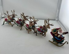 Vintage 1992 Hallmark Keepsake Santa and His Reindeer Ornament Set COMPLETE 5pc picture