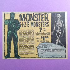 Monster Size Monsters vintage 1971 print ad Frankenstein Skeleton frameable picture