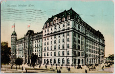 Canada Quebec Montreal Windsor Hotel Facade Carriages Street View 1910 Postcard picture