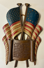 Vintage 1960s Sexton USA Metal Wall Plaque #505 Double Flag Pledge of Allegiance picture