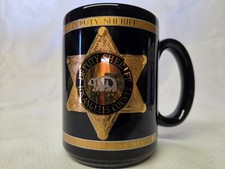Los Angeles County Sheriff L.A.S.D. Black glossy w/ 22K gold accents coffee mug. picture