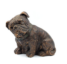 Vintage 1930s 40s Syroco Wood Pulp Bulldog Figure Doorstop Farmhouse Decor picture