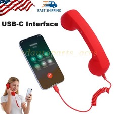 Vintage Corded Telephone Handset with USB-C Plug for Smartphones Tablets Laptops picture