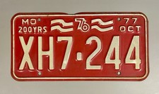 Vintage 1976 1977 Missouri License Plate Vehicle Car Tag Bicentennial # XH7-244 picture