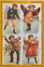 Mamelok English Embossed Scrap Die Cut - Winter's Children  WOW    A51 picture