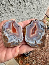 Large Polished Matching Pair Old Stock Malawi Agate Half Nodules - See Pictures picture