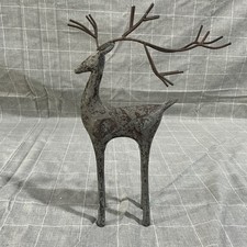 Vtg MCM Style Sleek 11”H Metal Deer Sculpture Brown Heavy/brass 1lb 10z picture