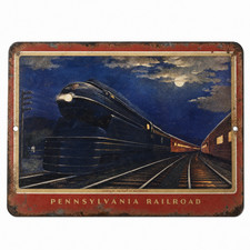 Pennsylvania Railroad Aluminum Sign Retro Vintage RR Train Decor - 3 Sizes picture