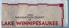 1953 Lake Winnipesaukee NH Navigation Chart Map Original Sleeve Vintage Nautical picture