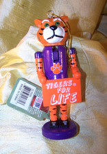 Santa's Workshop Clemson University wood mascot ornament 
