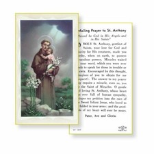 St. Anthony with Unfailing Prayer to Saint Anthony  - Paperstock Holy Card picture