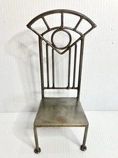 Vtg Miniature Metal Chair 10” Welded Steel Art Deco Plant Stand Candle Holder picture