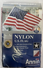 Annin Flagmakers Nylon U.S. Flag 3 ft x 5 ft Made in USA Embroidered Stars picture