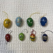 Vtg (8) Dregeno  Erzgebirge Easter Egg Ornaments, East Germany, 2 Sizes picture