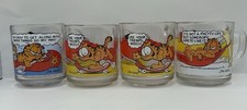 Vintage 1978 Garfield McDonalds Clear Glass Mugs Jim Davis 8 oz Set of 4 picture