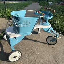Vintage 1940s 1950s Genuine Taylor Tot Baby Walker Stroller Blue Mid Century MCM picture