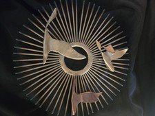 Vintage Mid Century Modern Brass Metal Birds Sunburst Wall Art Sculptural Plaque picture