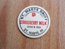 1950's St. Mary's Dairy Milk Bottle Cap St. Mary's Pa. Geo Erich Strawberry picture