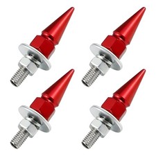 4pc Red Spike License Plate Screw Kit Aluminum Anti-Theft Universal Fit picture