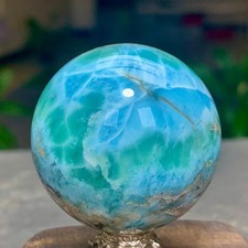 104G Natural larimar Gorgeous rough Crystal Sphere Ball Healing picture