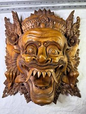 Vintage Indonesian Balinese Boma Barong Wood Mask Signed SUBRATA Master Artisan  picture