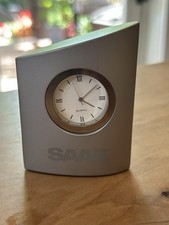 SAAB Brand Desk Top Clock Aluminum. 1990's Era picture