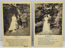 Always Love Poem Romance Courtship Couples 1907 Set of 2 Antique Postcards picture