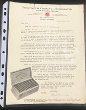Vintage Thompson & Company Inc Fine Havana Cigars Sales Letter  Tampa FL 1936 picture