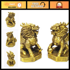 Pair of Kylin Brass Statues - Feng Shui Qilin Sculptures for Home & Office Decor picture
