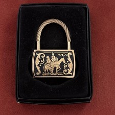 Vintage RARE Spanish Damasquinado Horse Conquistador Keychain Purse Boxed Unused picture
