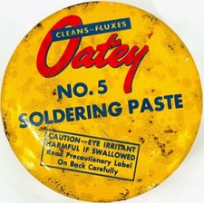 Vintage Oatey No. 5 Solder Paste 1.7 oz Advertising Tin - MADE IN THE USA picture