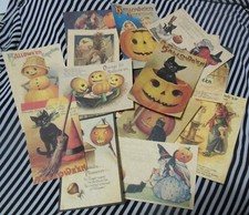 Set of 16 Vintage/Victorian/Primitive look Halloween vintage postcard images #3 picture