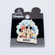 Vintage Mickey Minnie Goofy Disney World Name Pin Ashley Disney Parks Pin picture