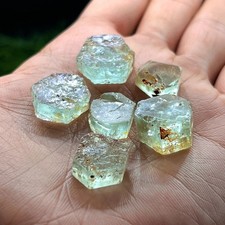 Natural Pale Green Nigerian Aquamarine Rough Slices Lot 73 Cts Raw Beryl Crystal picture