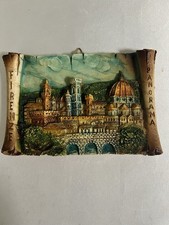 Vintage Firenze Florence Italy 3D Relief Scroll Wall Plaque Panorama Souvenir picture