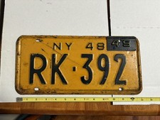  Vtg. 1948 -1949 N.Y. License Plate tag RK-392  COLLECTOR DISPLAY USA  392 HEMI  picture