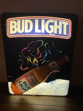 VTG 1993 Budweiser Bud Light Beer Lighted 3D Color Swirling Sign Works Read picture