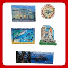 Lot 5 Vintage Travel Souvenir Magnets Kennedy Space Center Crater Lake Museum picture