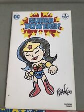 Wonder Woman Super Powers Comic Cover Crayon Color Art Drawing Signed By Franco picture