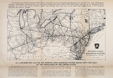 1925 PENNSYLVANIA RAILROAD SYSTEM Map ORIGINAL - Ohio - New Jersey - Maryland picture