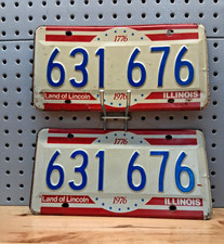 Illinois 1976 Land of Lincoln License Plates Pair 631 676 (2 Plates) picture